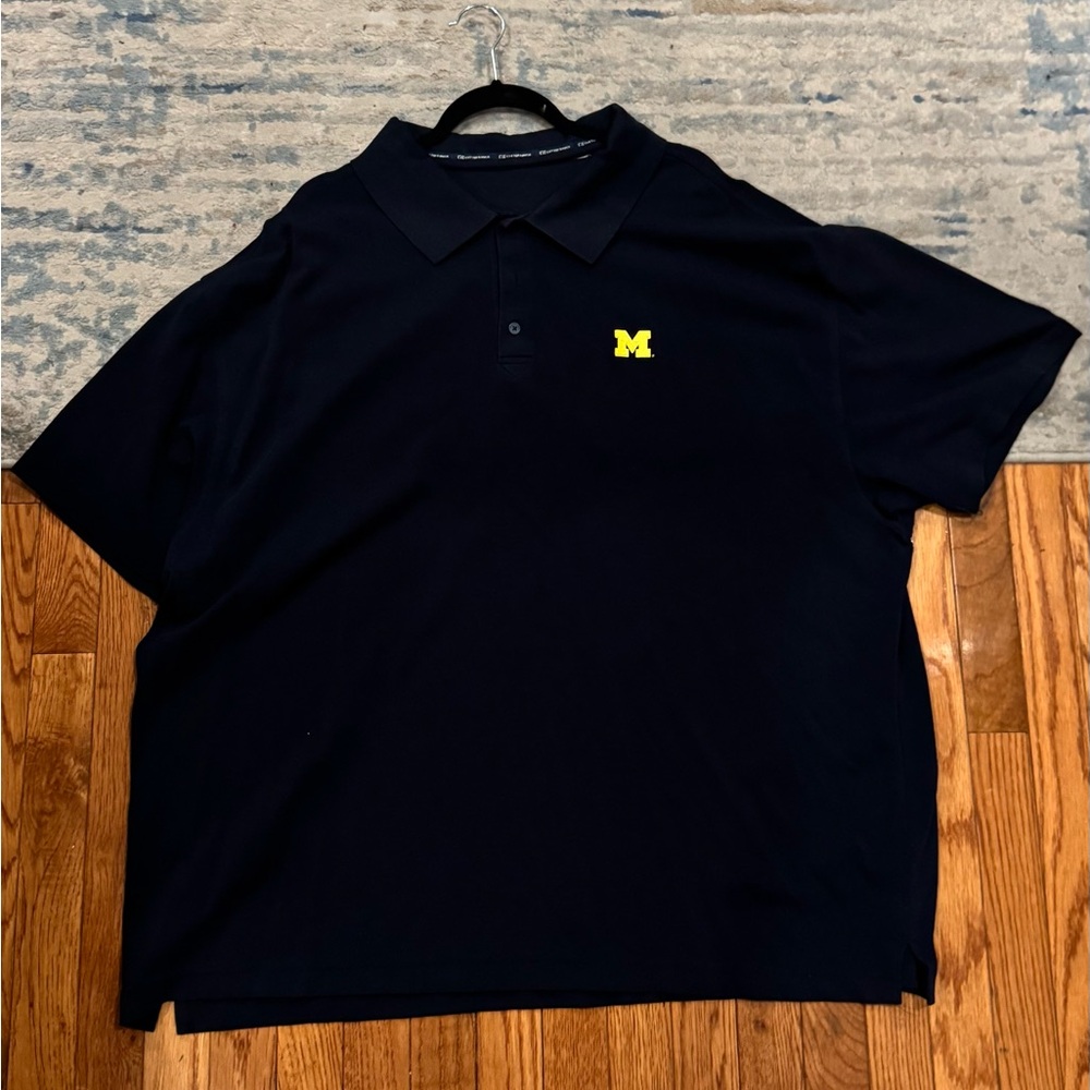 Michigan Wolverines 4XL Cutter & Buck Navy Performance Golf Polo Big and Tall